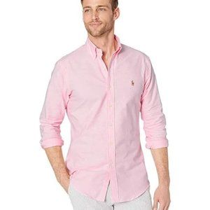 Ralph Lauren Men's Custom Fit Long Sleeve Carmel Pink Shirt Size XL